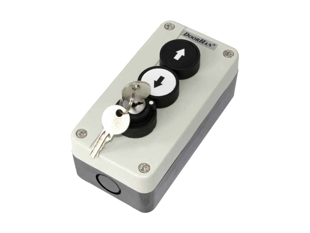 Трехпозиционный пост управления с ключом серии button2k (кнопка2к) для открывания/закрывания ворот, устанавливается стационарно.